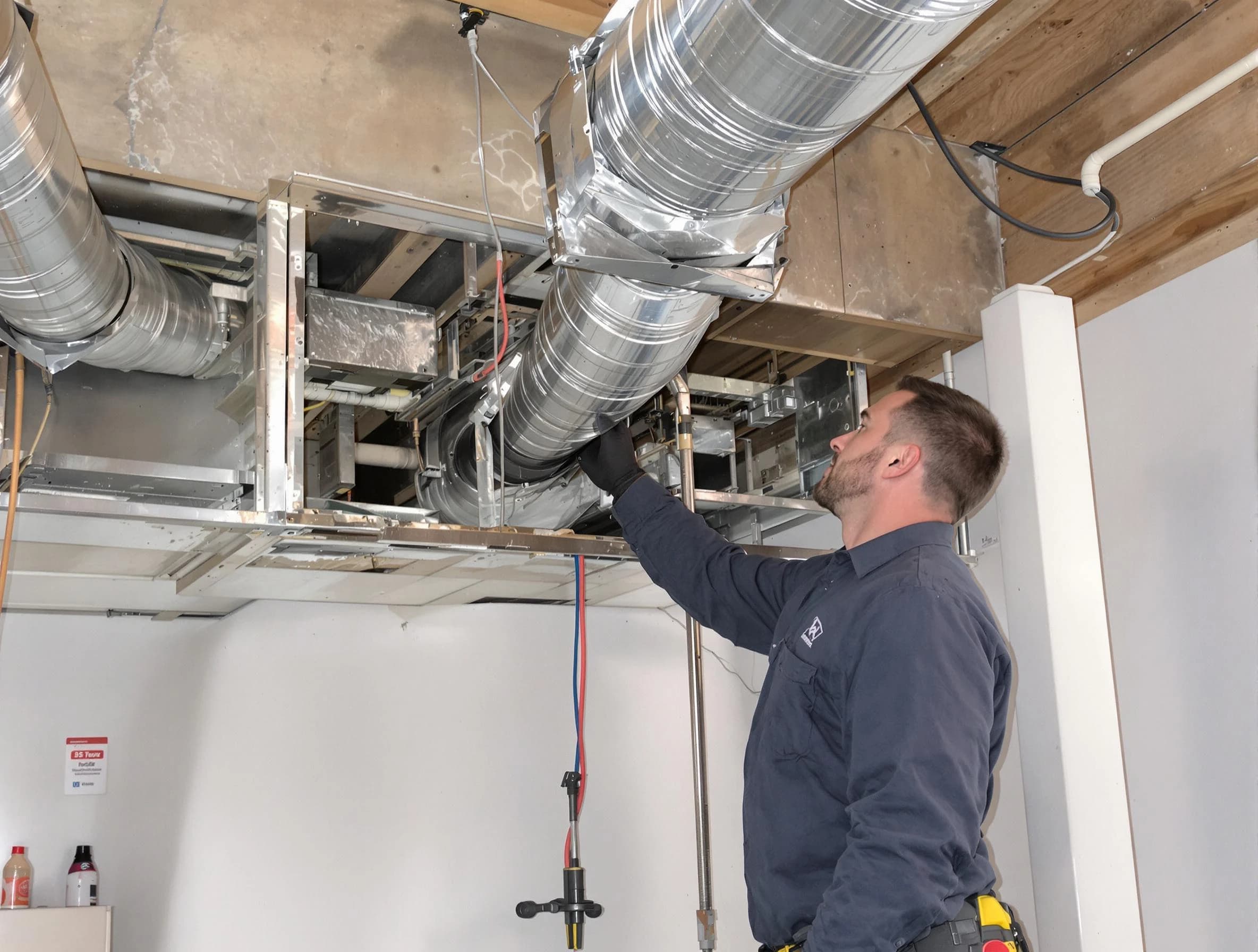 Tolleson Air Duct Cleaning technician performing professional air duct repair using specialized tools in Tolleson