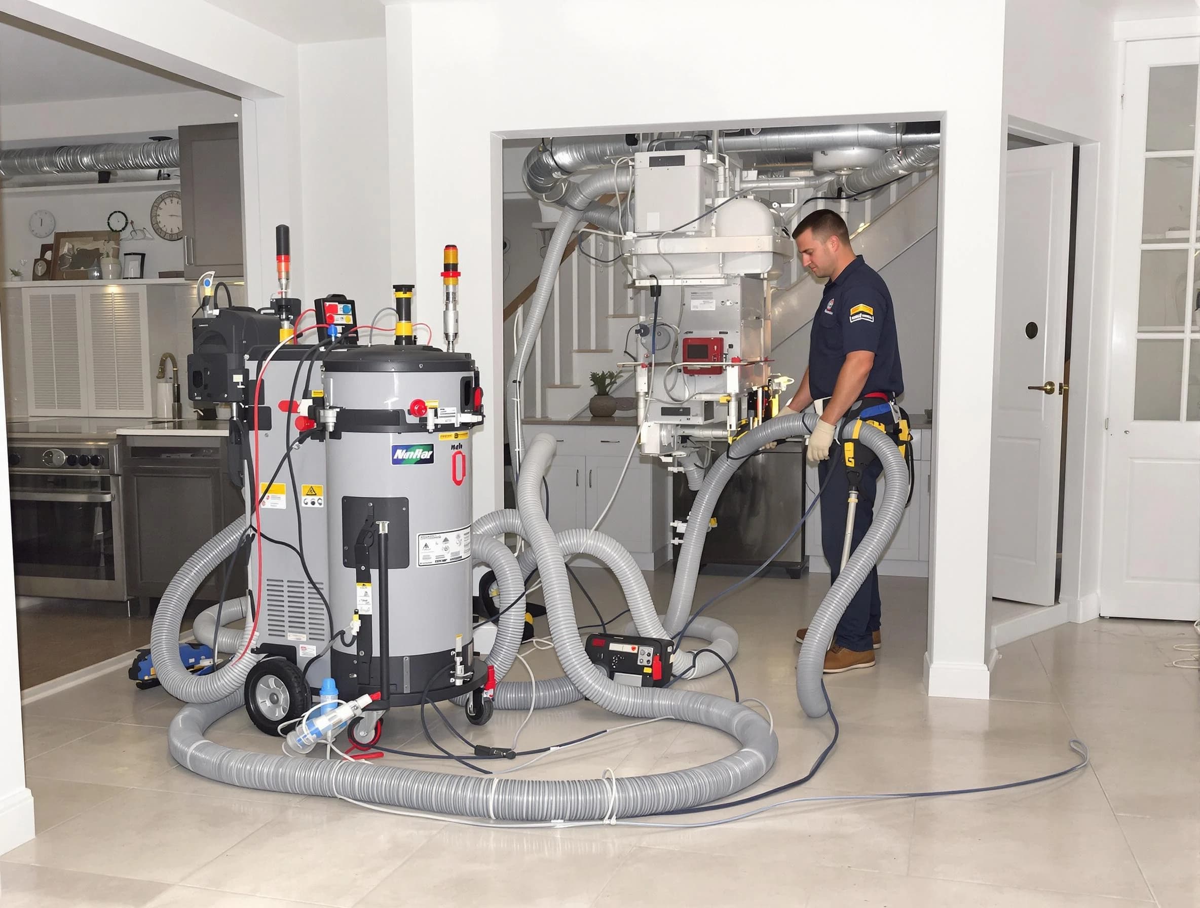 Tolleson Air Duct Cleaning technician operating negative pressure cleaning equipment for thorough duct maintenance in Tolleson
