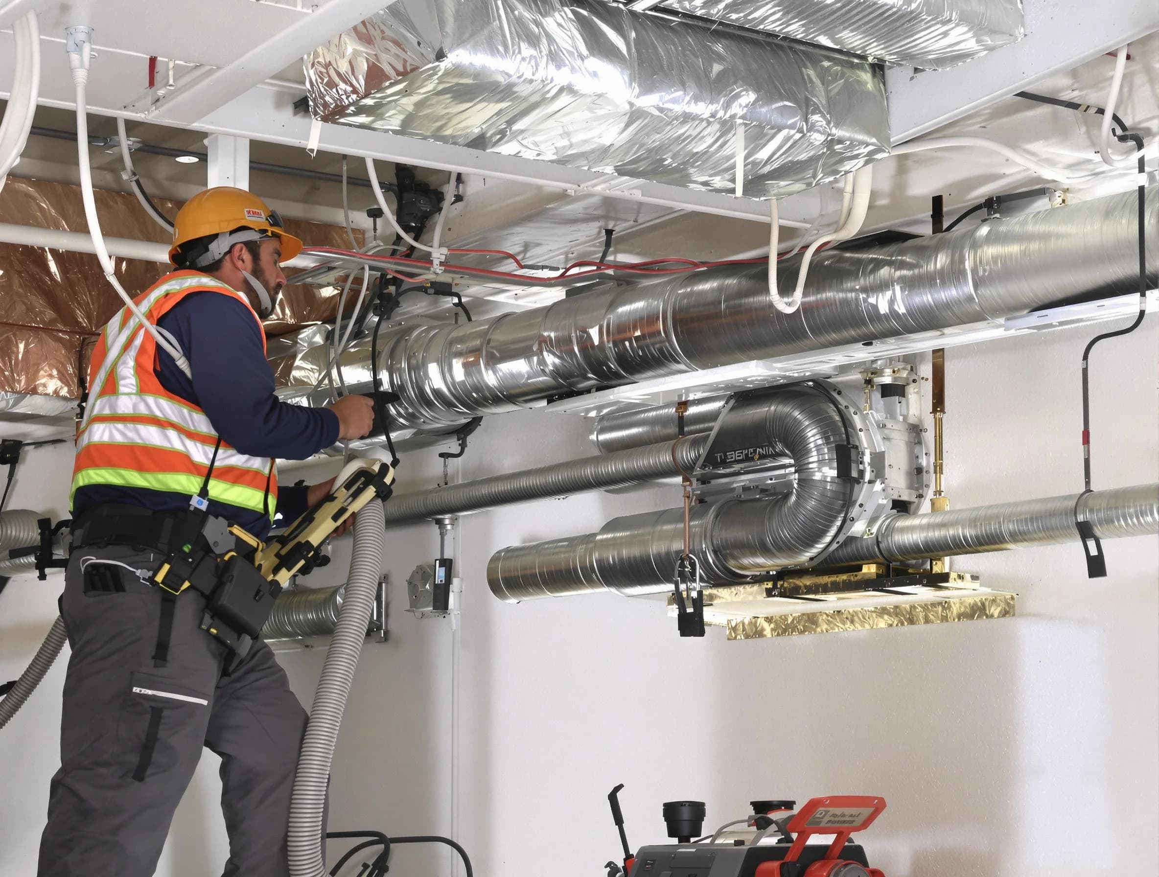 Tolleson Air Duct Cleaning technician performing precision vacuum insulation removal in a residential property in Tolleson